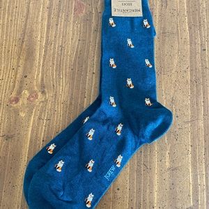 NWT J crew mercantile teal socks with fox print